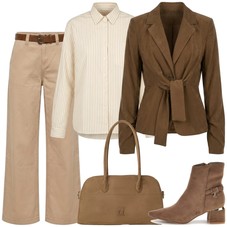 Outfit donna - È l\' autunno, ragazze. Stile Casual per Ufficio. Abbinamento con borse a spalla, blazer, pantaloni, camicie, stivaletti.