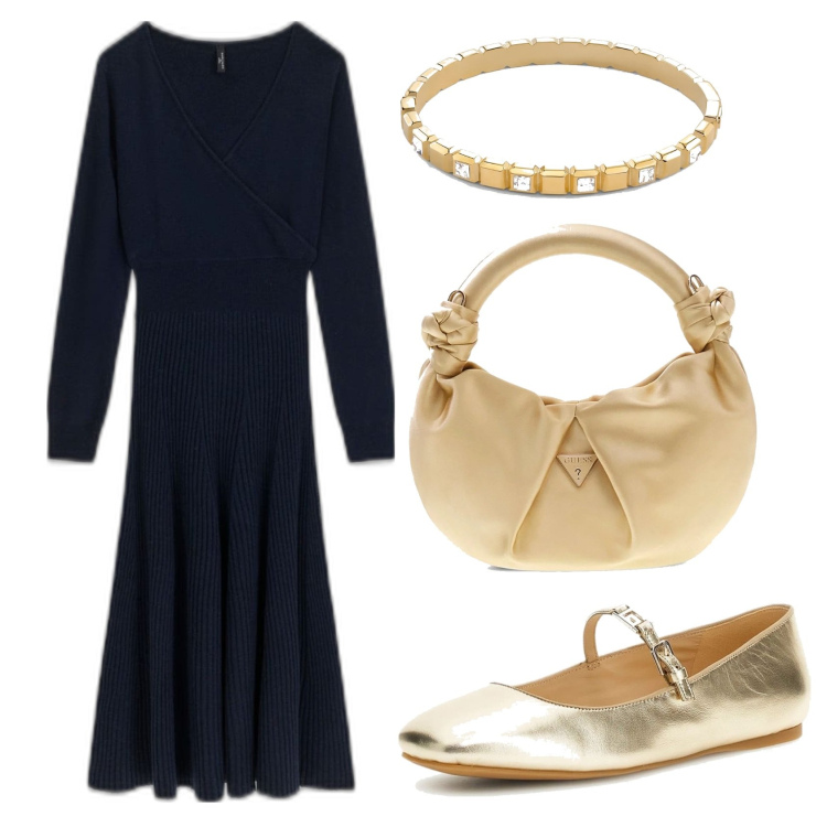 Outfit mujer - Minimal look. Estilo Minimal para Todos los días. Combinación con bailarinas, pulseras, bolsos de mano, vestidos midi/longuettes.