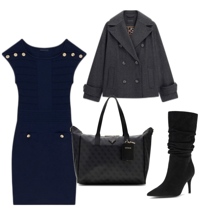 Outfit mujer - Casual #8130. Estilo Casual para Todos los días. Combinación con bolso shopper, vestidos cortos, botas, capas.