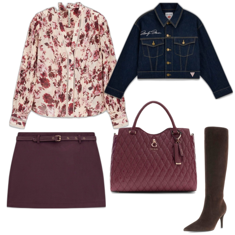 Outfit mujer - Casual #8136. Estilo Casual para Oficina. Combinación con minifaldas, blusas, bolsos de hombro, botas, blazers.