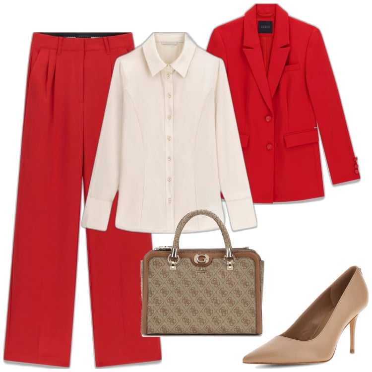 Outfit mujer - Casual #8137. Estilo Casual para Todos los días. Combinación con camisas, pantalones, salones, bolsos de mano, blazers.