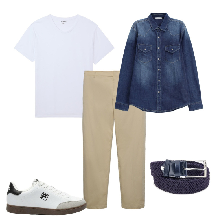 Outfit uomo - Semplice ed efficace. Stile Urban Abbinamento con sneakers, camicie, t-shirt, pantaloni chino, cinture.