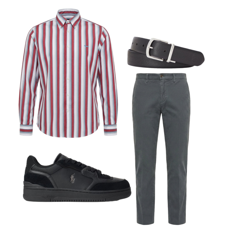 Outfit uomo - Total look #2465662. Stile Trendy per Serata speciale. Abbinamento con camicie, pantaloni, cinture, sneakers.