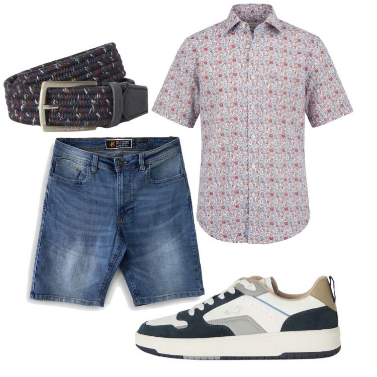 Outfit uomo - Total look #2465663. Stile Casual per Tutti i giorni. Abbinamento con camicie a manica corta, sneakers, cinture, bermuda.