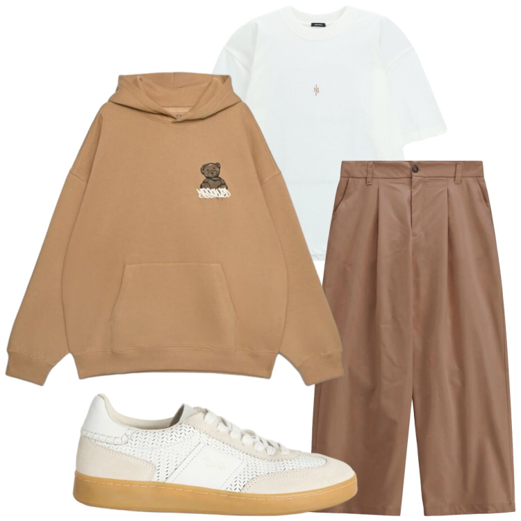 Outfit uomo - Casual autunnale. Stile Casual per Tutti i giorni. Abbinamento con sneakers, t-shirt, pantaloni, felpe con cappuccio.