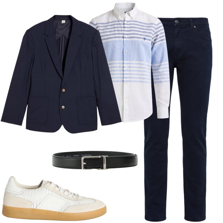 Outfit uomo - City. Stile Urban per Tutti i giorni. Abbinamento con giacche, sneakers, pantaloni, camicie, cinture.