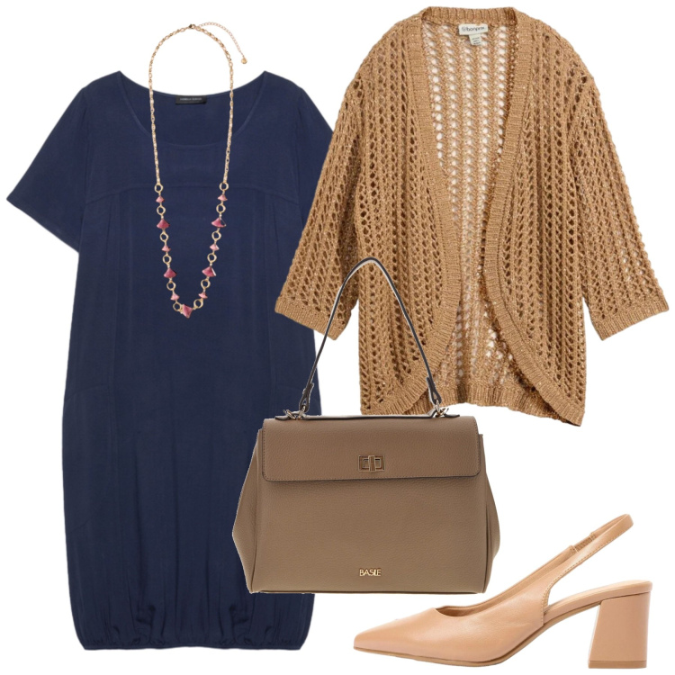 Outfit donna - Total look #2465698. Stile Romantica per Ufficio. Abbinamento con décolleté, cardigans, vestiti, collane, borse a tracolla.