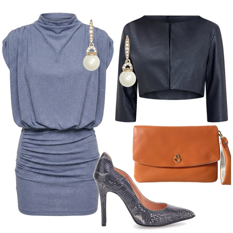 Outfit donna - Total look #2465704. Stile Glamour per Serata fuori. Abbinamento con bolero, pochette, vestiti corti, orecchini, décolleté.