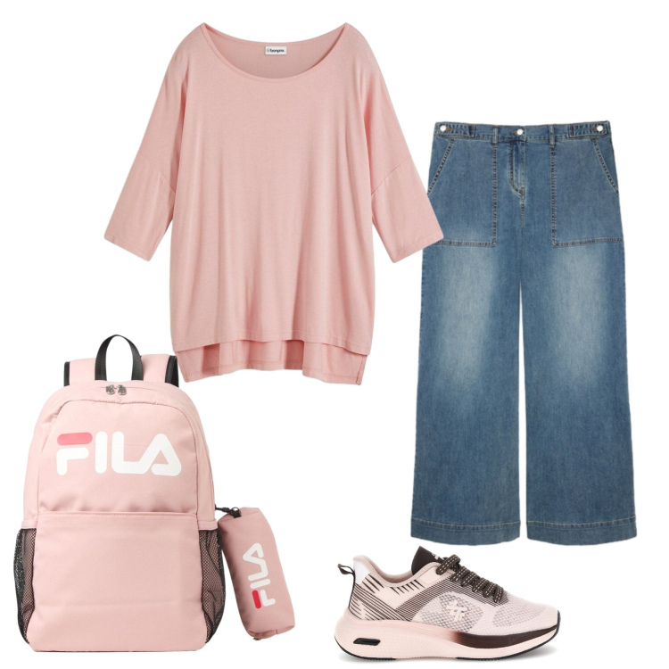 Outfit donna - Total look #2465792. Stile Basic per Tutti i giorni. Abbinamento con maglieria, zaini, jeans, sneakers.