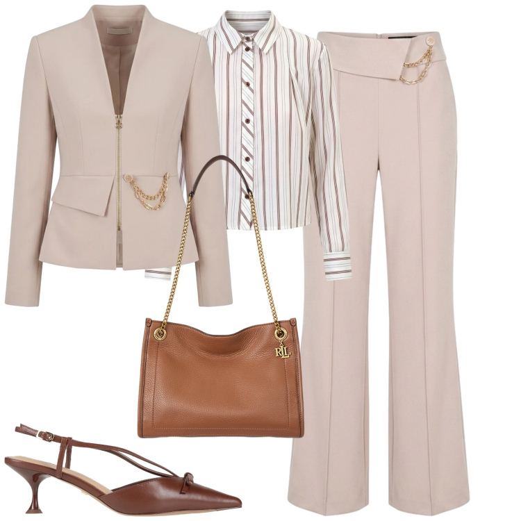 Outfit donna - Occasione speciale. Stile Chic per Cerimonia. Abbinamento con décolleté, pantaloni, blazer, camicie, borse tote.