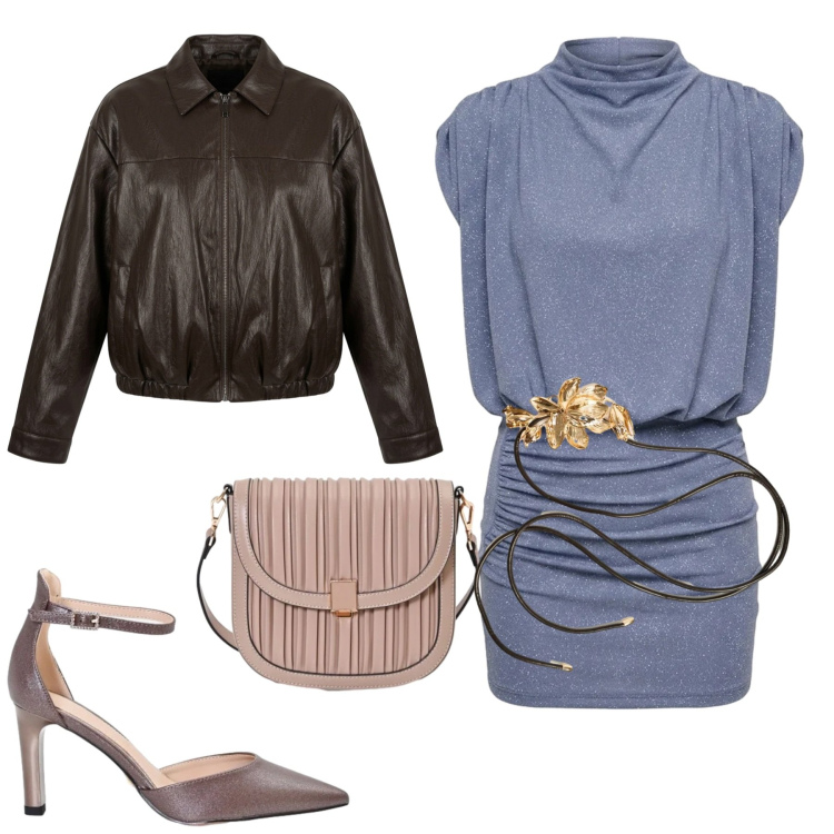 Outfit donna - Nuna lie. Stile Trendy per Serata fuori. Abbinamento con borse a tracolla, décolleté, vestiti corti, bomber, cinture.