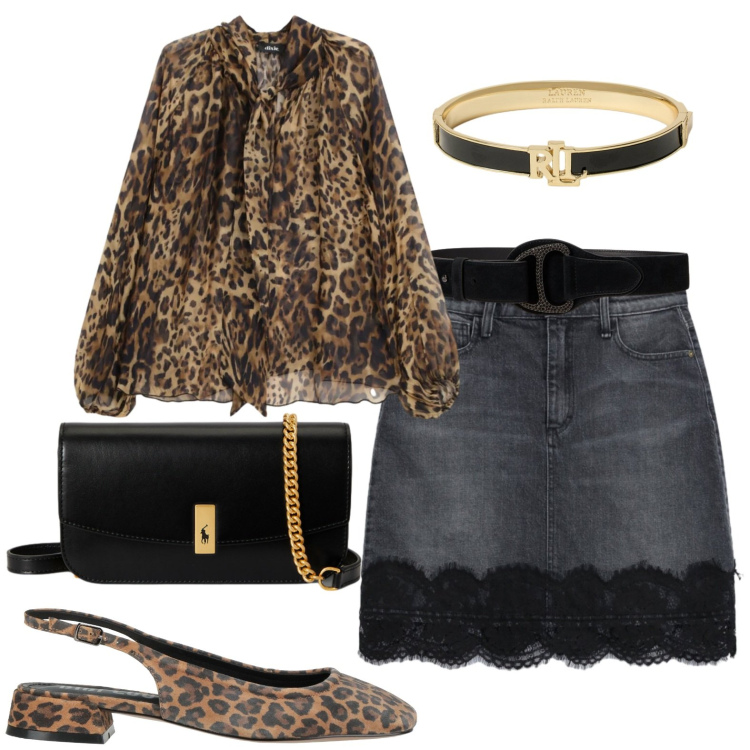 Outfit donna - Aperitivo. Stile Casual chic per Serata fuori. Abbinamento con ballerine, bluse, minigonne, clutch, braccialetti, cinture.