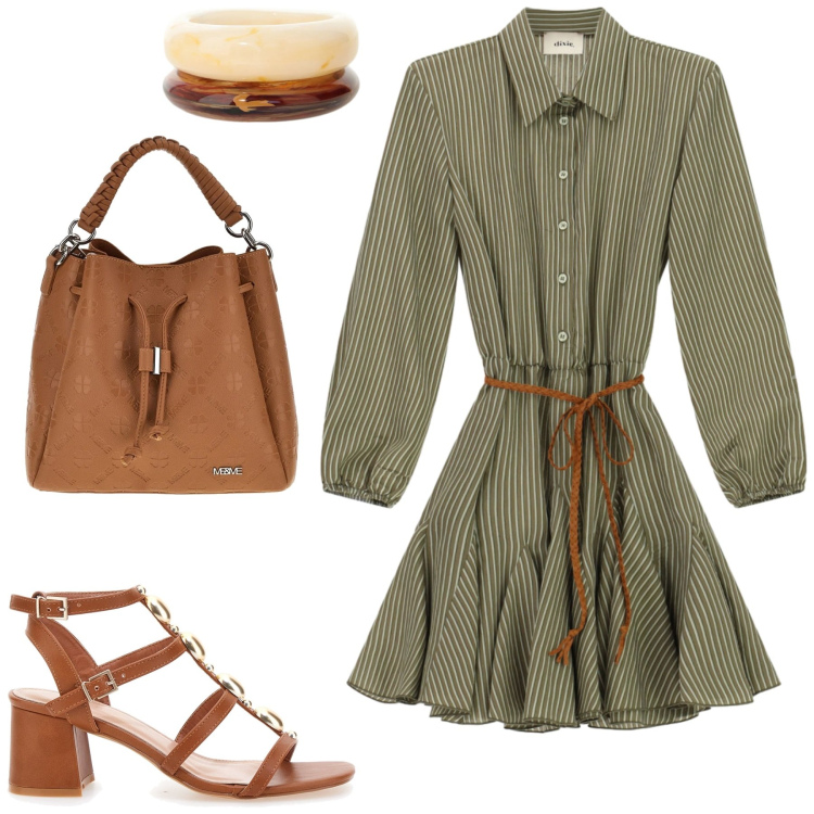 Outfit donna - Sètte. Stile Urban per Tutti i giorni. Abbinamento con vestiti corti, braccialetti, sandali gioiello, borse a tracolla.