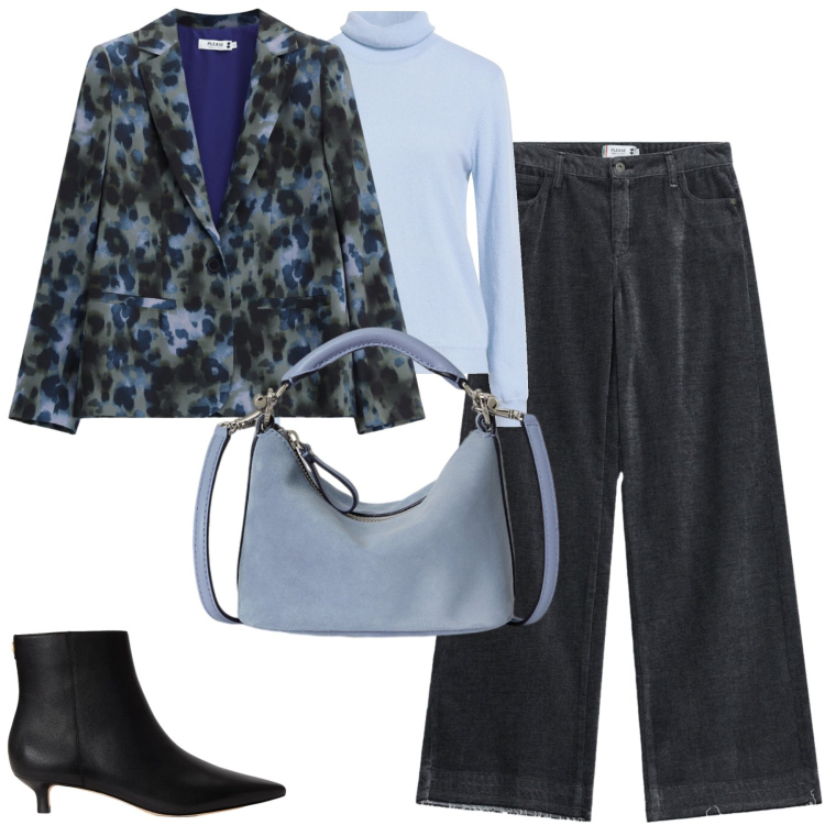 Outfit donna - City. Stile Casual chic per Tutti i giorni. Abbinamento con maglieria, blazer, jeans, stivaletti, borse a spalla.