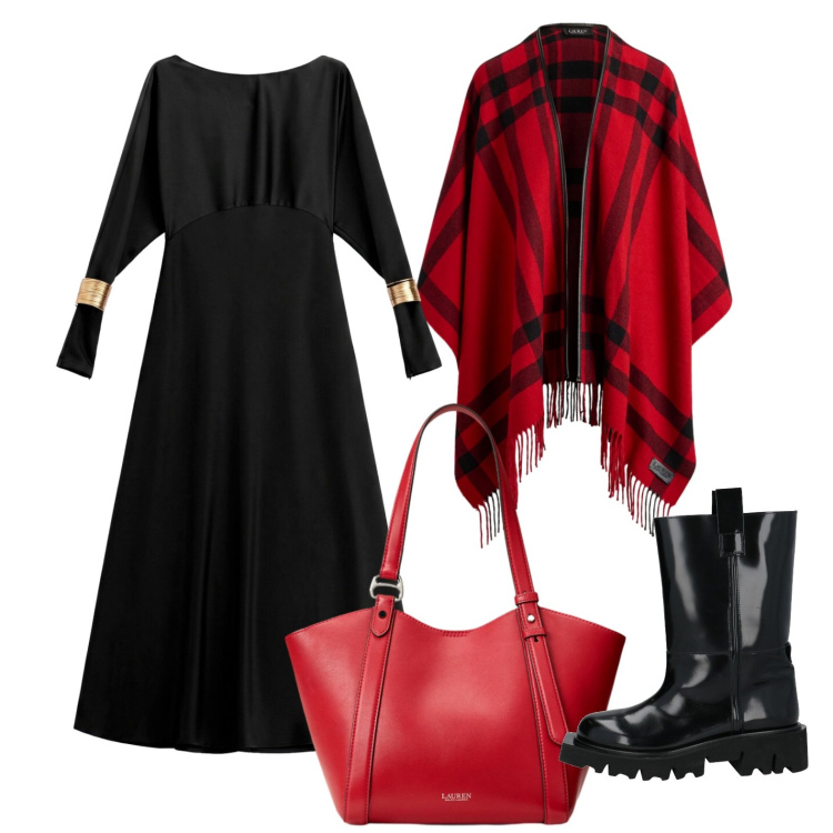 Outfit donna - Mantella e anfibio. Stile Urban per Ufficio. Abbinamento con stivali, vestiti lunghi, cappe, borse tote.