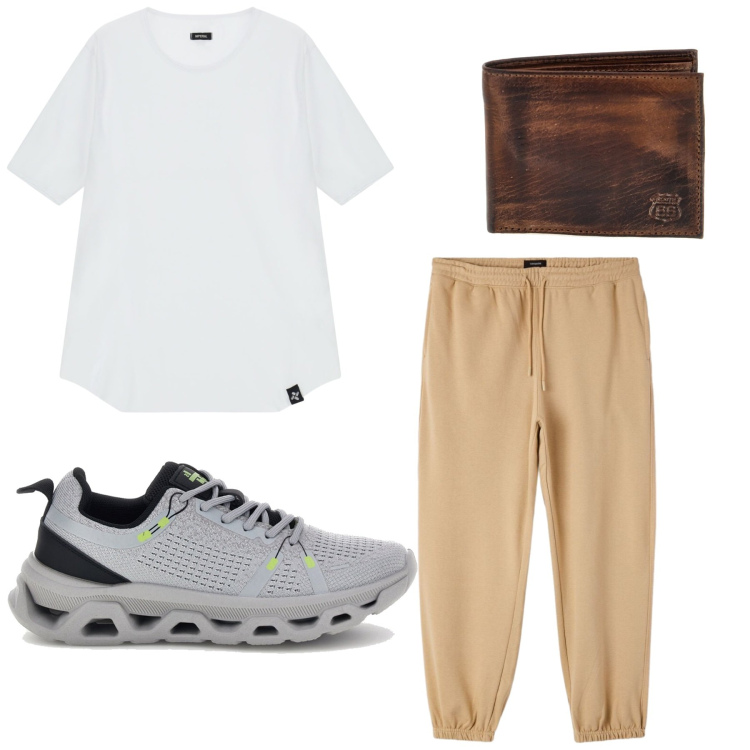 Outfit uomo - Total look #2465919. Stile Urban per Sport. Abbinamento con t-shirt, pantaloni, portafogli, sneakers.