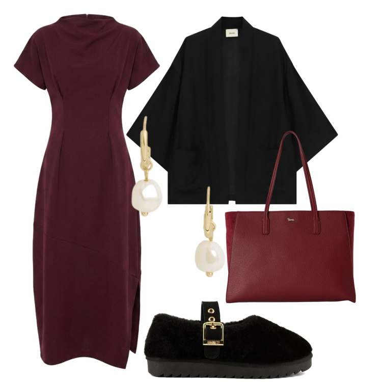 Outfit donna - Total look #2465927. Stile Glamour per Serata fuori. Abbinamento con shopping bag, blazer, vestiti lunghi, orecchini, ballerine.