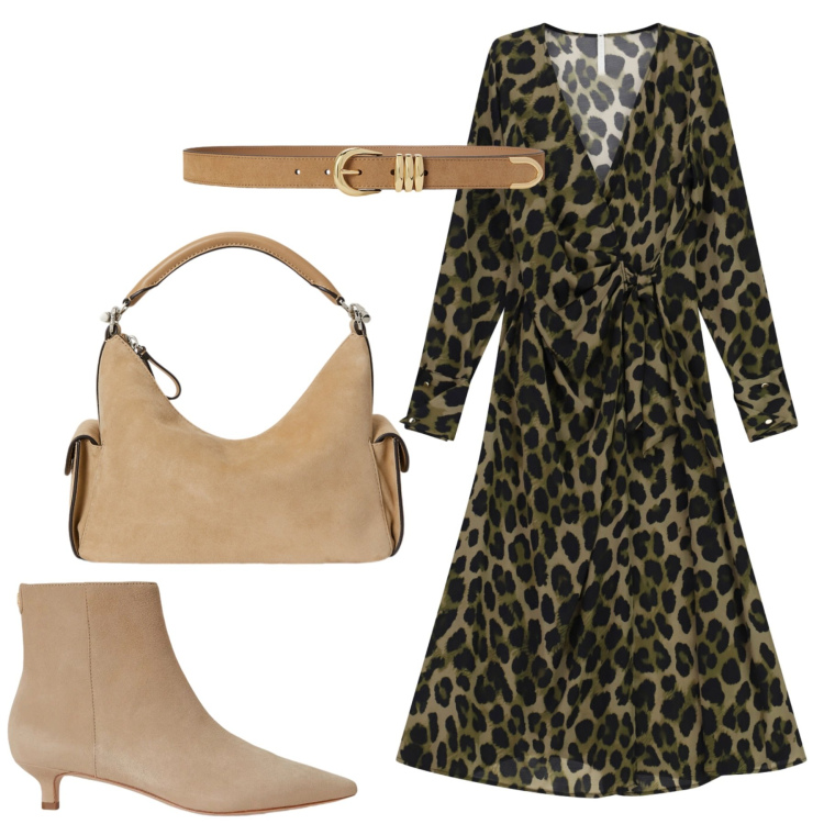 Outfit donna - Total look #2465986. Stile Trendy per Serata fuori. Abbinamento con vestiti lunghi, borse a spalla, stivaletti, cinture.