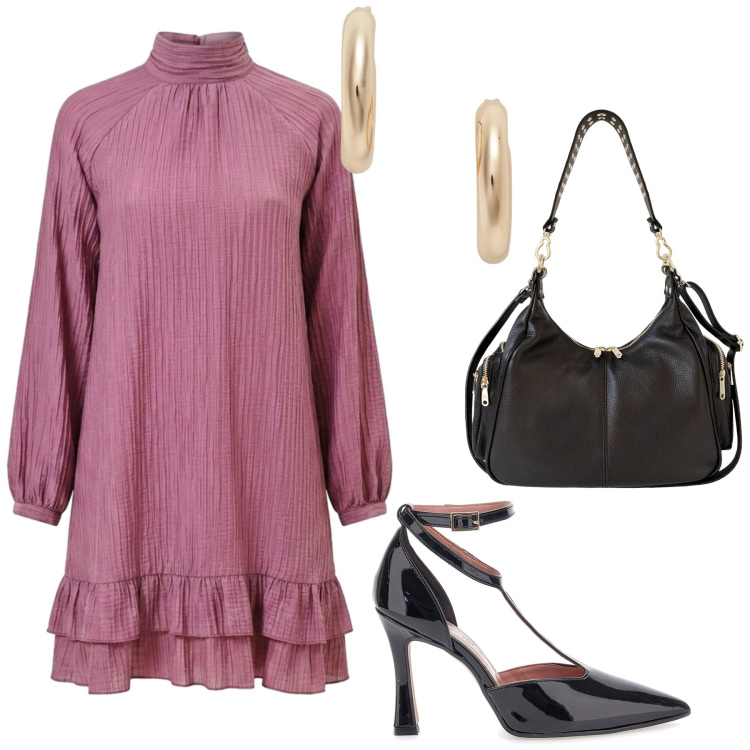 Outfit donna - Total look #2466025. Stile Chic per Serata fuori. Abbinamento con vestiti corti, borse a spalla, orecchini, décolleté.