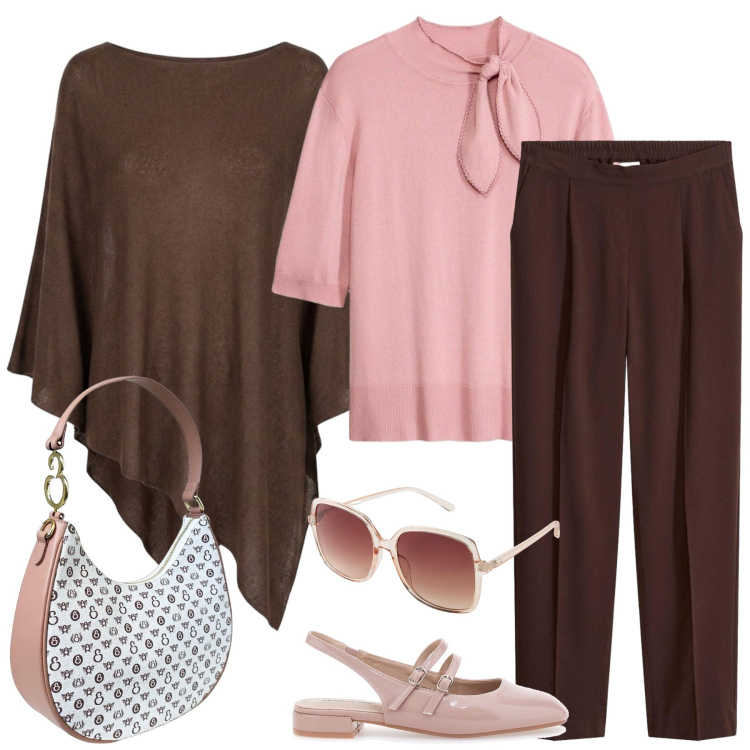 Outfit donna - Ufficio. Stile Casual chic per Ufficio. Abbinamento con maglieria, pantaloni, occhiali da sole, borse a spalla, cappotti, ballerine.