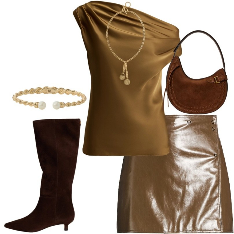 Outfit donna - Caldo, lussuoso e di grande tendenza. Stile Sexy per Serata fuori. Abbinamento con minigonne, stivali, borse a spalla, top, braccialetti, ciondoli.