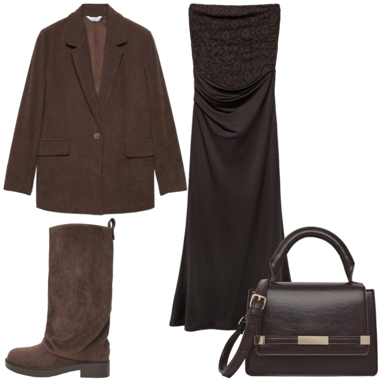 Outfit donna - Reality is calling. Stile Boho per Serata fuori. Abbinamento con vestiti lunghi, borse a tracolla, stivali, blazer.
