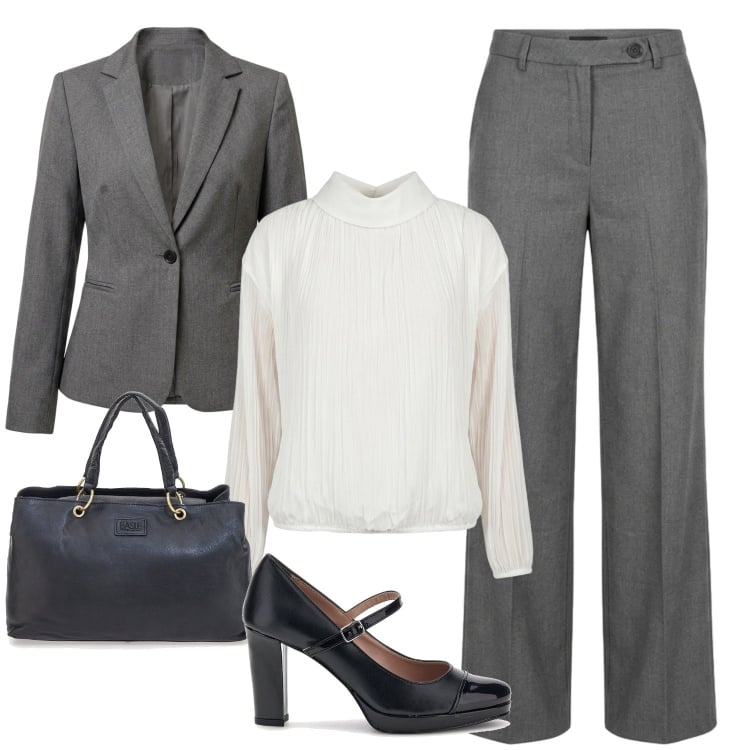 Outfit donna - Total look #2466307. per Ufficio. Abbinamento con bluse, pantaloni a palazzo, blazer, décolleté, borse a mano.