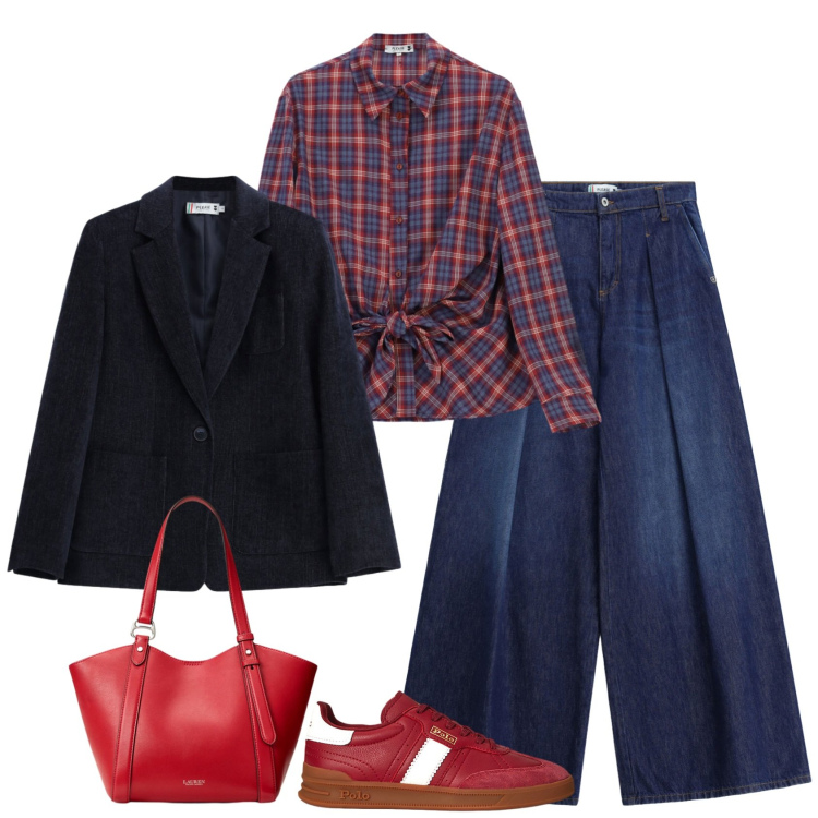 Outfit donna - Casual chic ufficio tempo libero. Stile Casual chic per Tutti i giorni. Abbinamento con camicie, blazer, jeans, borse tote, sneakers.