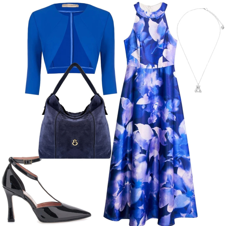 Outfit donna - Chic. Stile Chic per Cerimonia. Abbinamento con vestiti lunghi, blazer, ciondoli, borse a spalla, décolleté.
