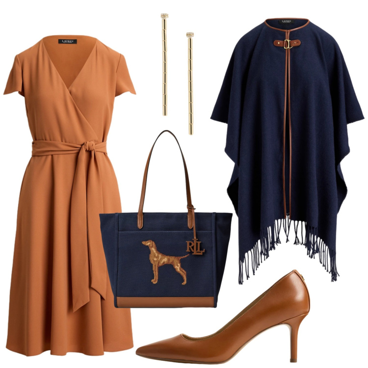 Outfit donna - Total look #2466348. Stile Chic per Serata fuori. Abbinamento con cappe, décolleté, vestiti, orecchini, borse tote.