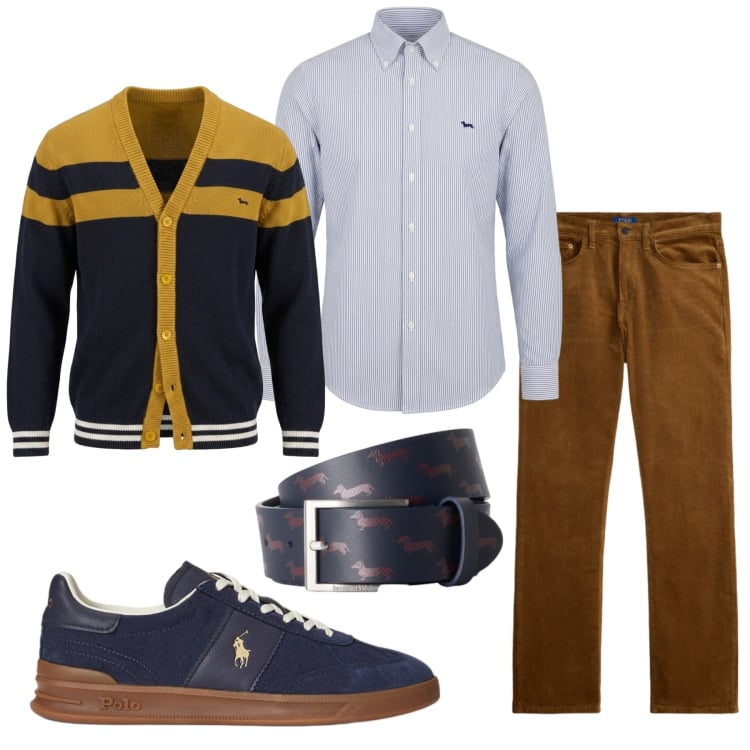 Outfit uomo - Total look #2466390. Stile Business/Elegante per Serata speciale. Abbinamento con cinture, cardigans, camicie, pantaloni, sneakers.