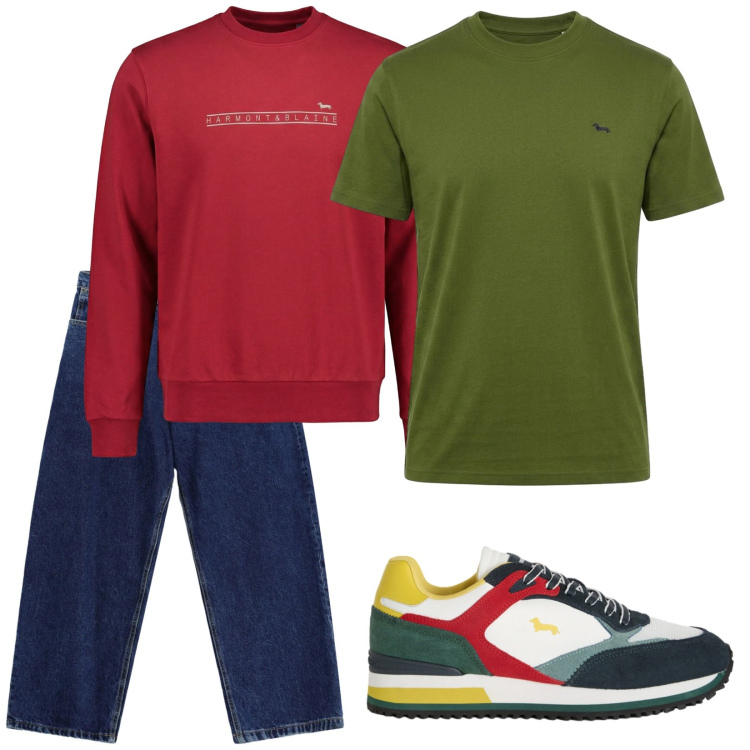 Outfit uomo - Ti aspetto al parco. Stile Urban per Tutti i giorni. Abbinamento con sneakers, t-shirt, felpe, jeans.