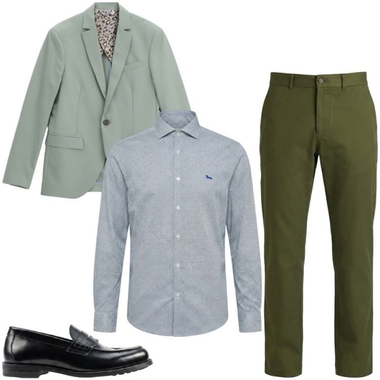 Outfit uomo - Total look #2466406. Stile Casual per Ufficio. Abbinamento con camicie, pantaloni, giacche, scarpe stringate.