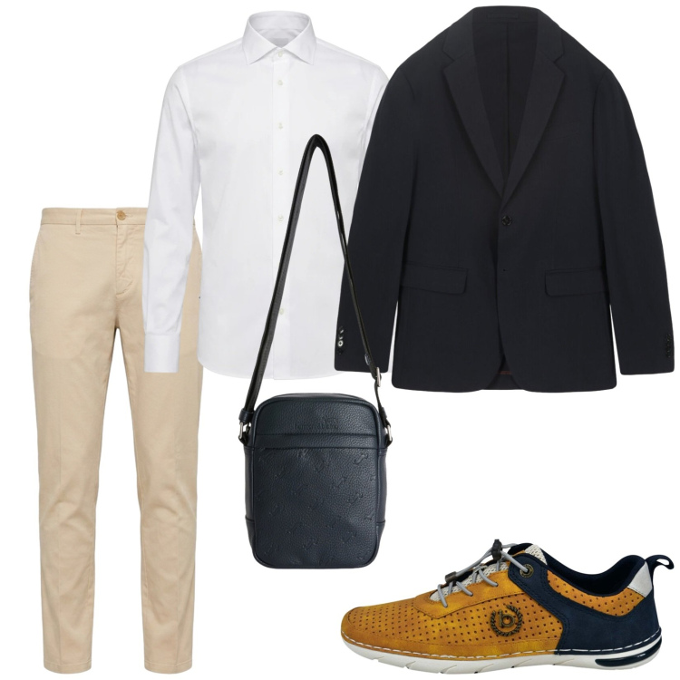 Outfit uomo - Rientro. Stile Trendy per Tutti i giorni. Abbinamento con borse sportive, pantaloni chino, giacche, camicie, sneakers.