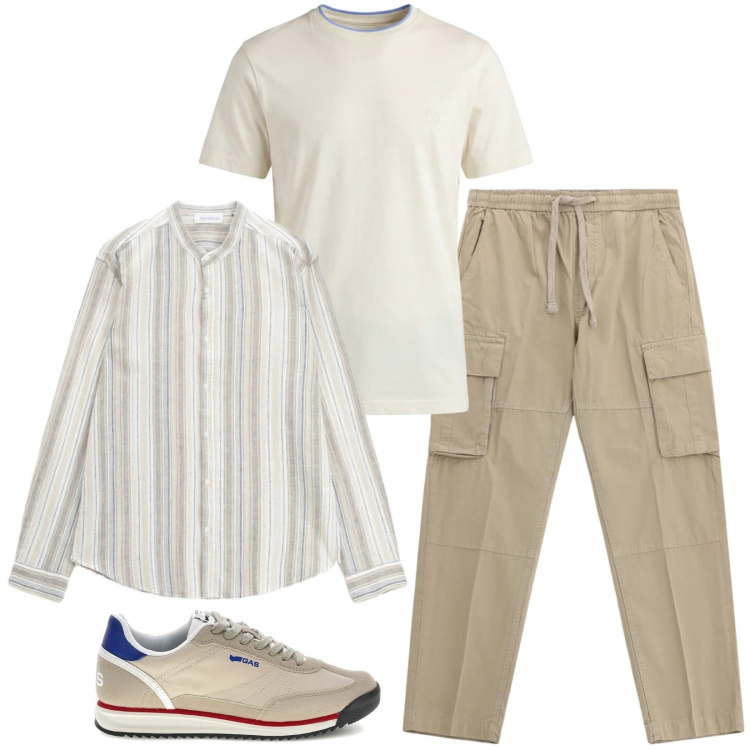 Outfit uomo - Total look #2466448. Stile Casual per Tutti i giorni. Abbinamento con t-shirt, pantaloni cargo, camicie, sneakers.