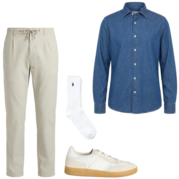 Outfit uomo - Total look #2466457. Stile Casual per Ufficio. Abbinamento con sneakers, pantaloni, camicie, calzini.