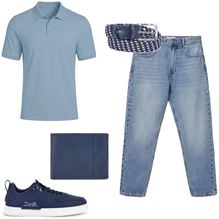 Outfit uomo - Total look #2466467. Stile Casual per Tutti i giorni. Abbinamento con jeans, portafogli, cinture, polo, sneakers.