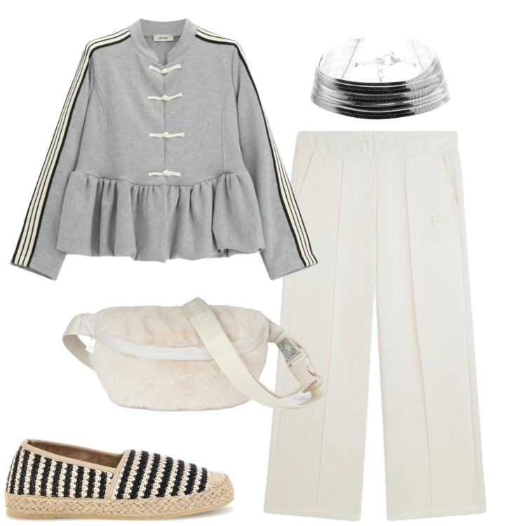 Outfit donna - Scuola. Stile Casual per Scuola/Università. Abbinamento con camicie, pantaloni, braccialetti, marsupi, espadrillas.