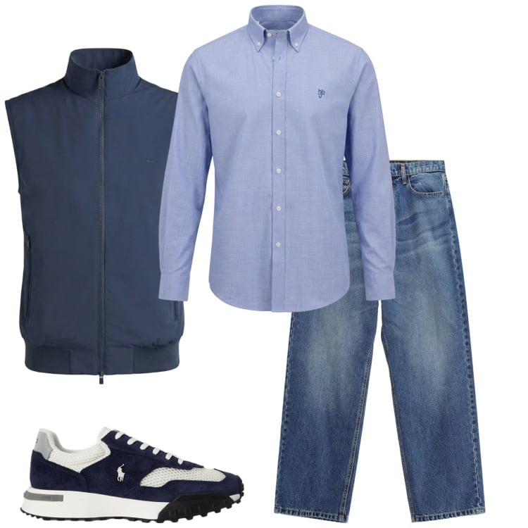 Outfit uomo - Casual style. Stile Casual per Tutti i giorni. Abbinamento con gilet, camicie, jeans, sneakers.