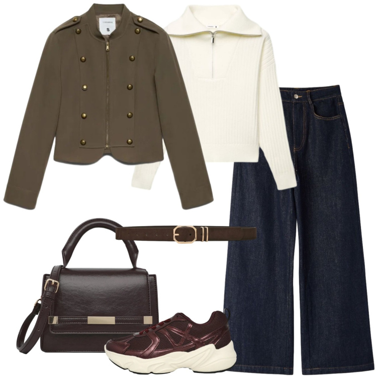 Outfit donna - Reality Is calling. Stile Urban per Tutti i giorni. Abbinamento con jeans, blazer, maglieria, sneakers, borse a tracolla, cinture.