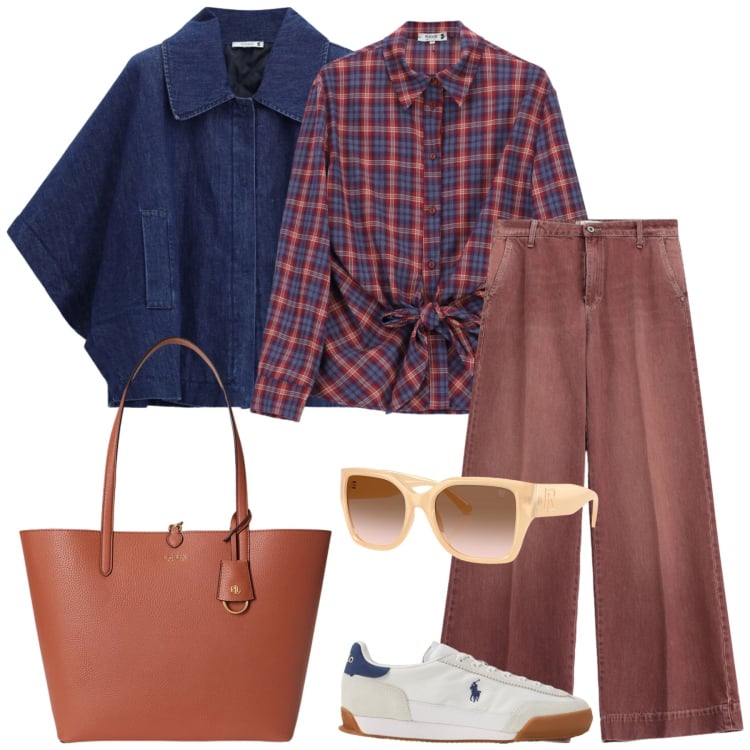 Outfit donna - Passeggiata. Stile Casual per Tutti i giorni. Abbinamento con jeans, blazer, camicie, occhiali da sole, borse tote, sneakers.