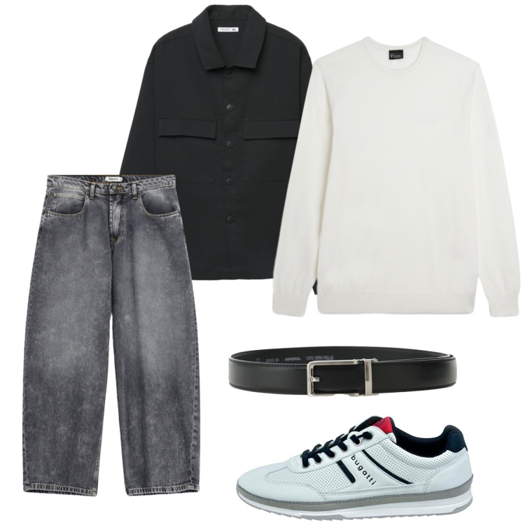 Outfit uomo - Total look #2466565. Stile Urban per Tutti i giorni. Abbinamento con jeans, cinture, camicie, maglieria, sneakers.