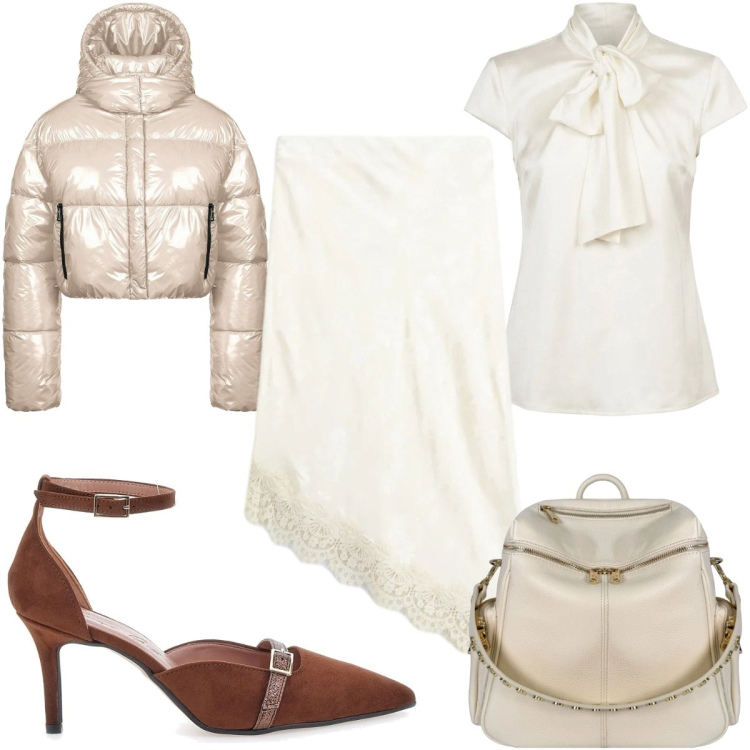 Outfit donna - Avorio a settembre - luminosa. Stile Glamour per Tutti i giorni. Abbinamento con gonne longuette, zaini, piumini, camicie, décolleté.