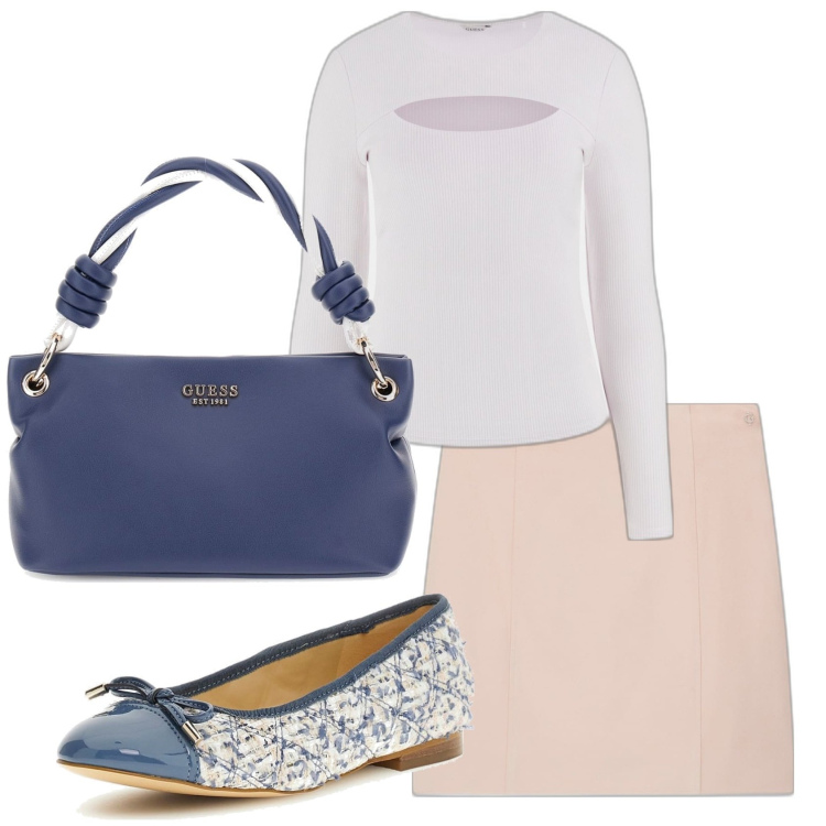Outfit mujer - Urban. Estilo Urban para Todos los días. Combinación con bailarinas, minifaldas, bolsos de mano, top.