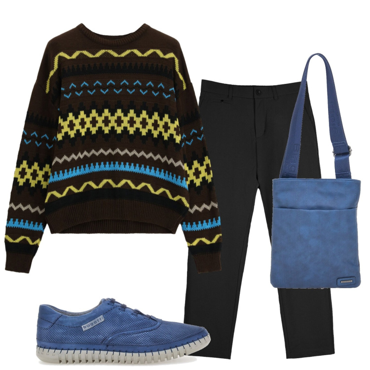 Outfit uomo - Total look #2466688. Stile Casual per Tutti i giorni. Abbinamento con maglieria, pantaloni chino, portafogli, scarpe stringate.