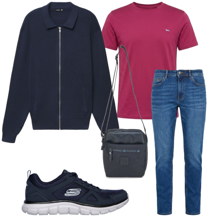 Outfit uomo - Total look #2466695. Stile Casual per Tutti i giorni. Abbinamento con jeans, t-shirt, felpe, portafogli, sneakers.