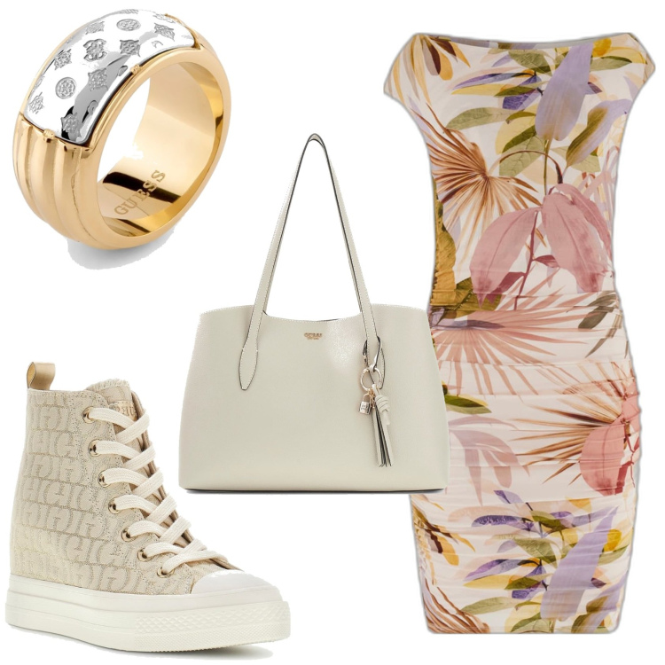 Outfit mujer - Urban style. Estilo Urban para Todos los días. Combinación con vestidos cortos, sneakers, anillos, bolso tote.