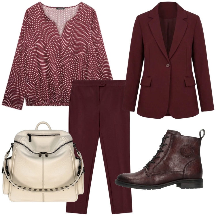 Outfit donna - Fall Collections. Stile Casual per Tutti i giorni. Abbinamento con pantaloni, bluse, zaini, blazer, anfibi.
