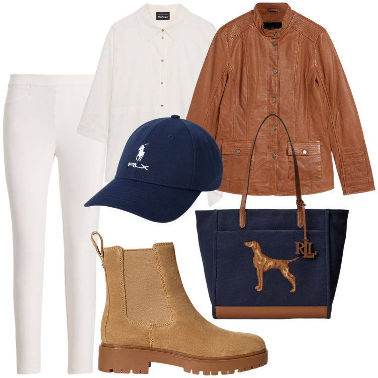 Outfit donna - Fall Collections. Stile Glamour per Tutti i giorni. Abbinamento con giacche, camicie, stivaletti, pantaloni, borse tote, cappelli con visiera.