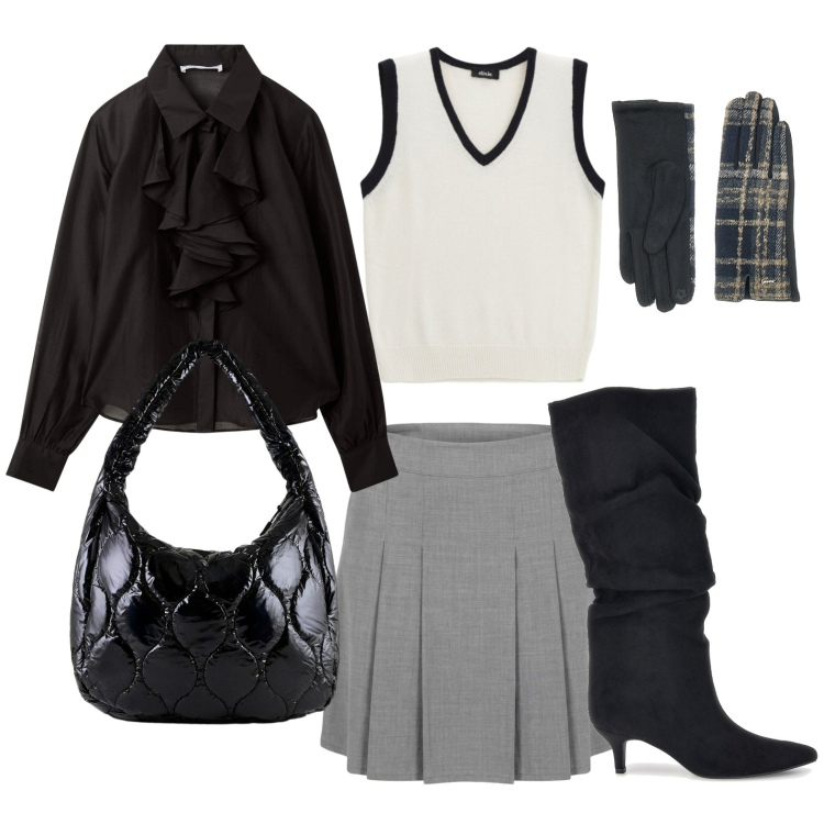 Outfit donna - Stivali fashion. Stile Casual per Tutti i giorni. Abbinamento con maglieria, camicie, minigonne, borse tote, guanti, stivali sopra il ginocchio.